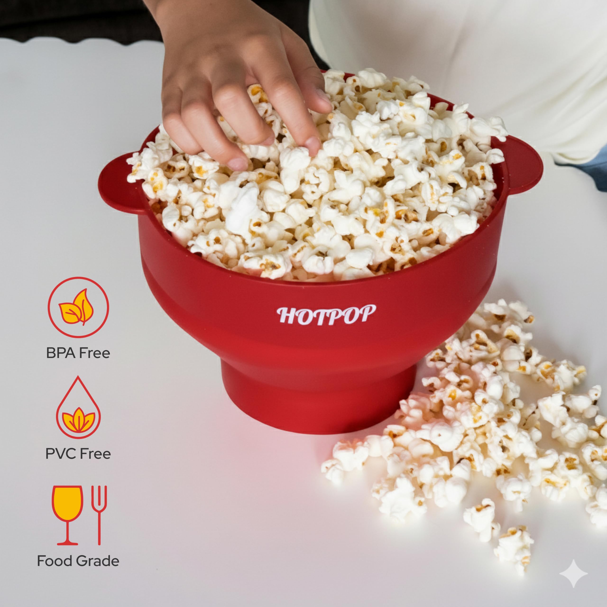 HotPOP cherry color popcorn maker is ideal for shared snacks.