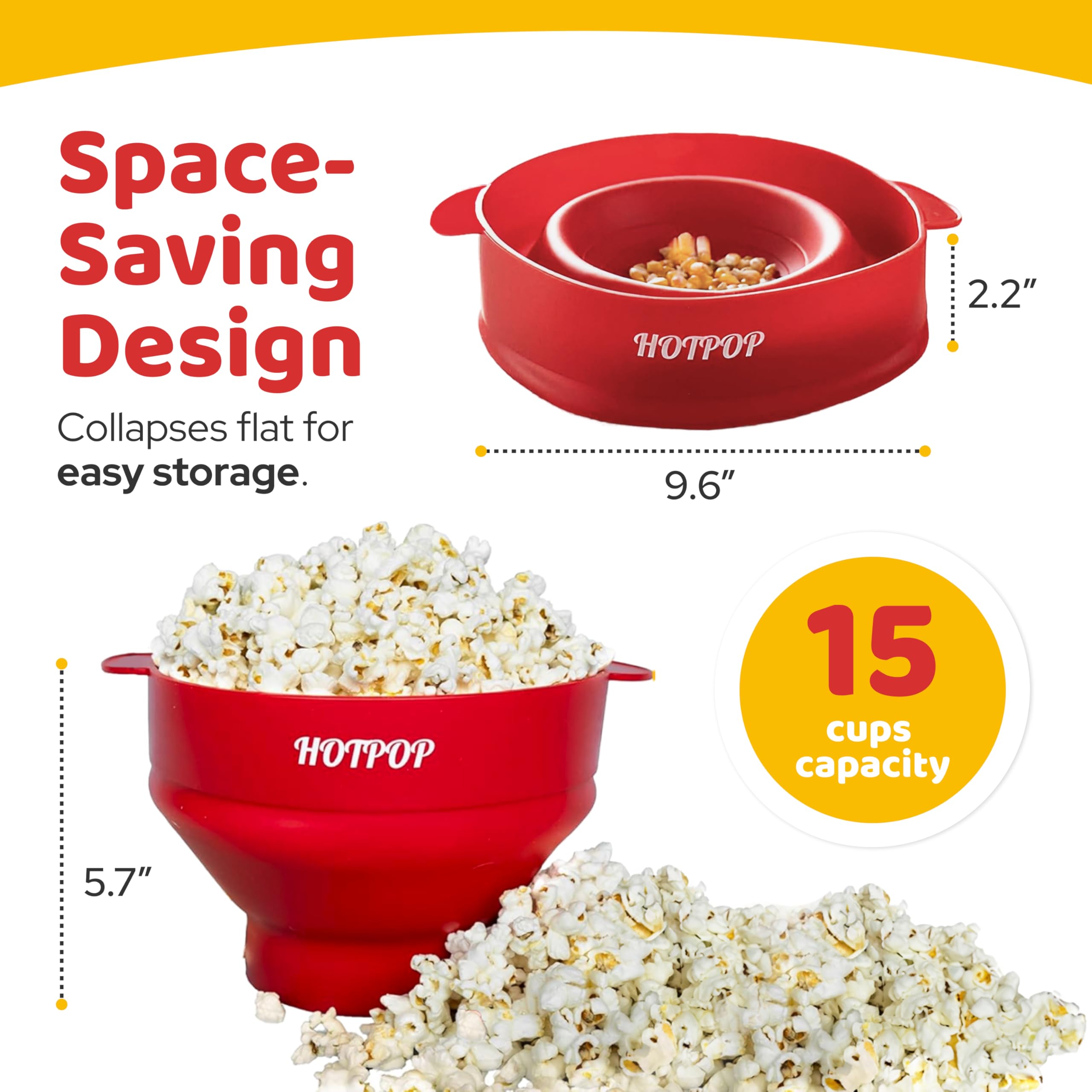 HotPOP silicone popcorn maker for microwave use with heat resistance and safety.