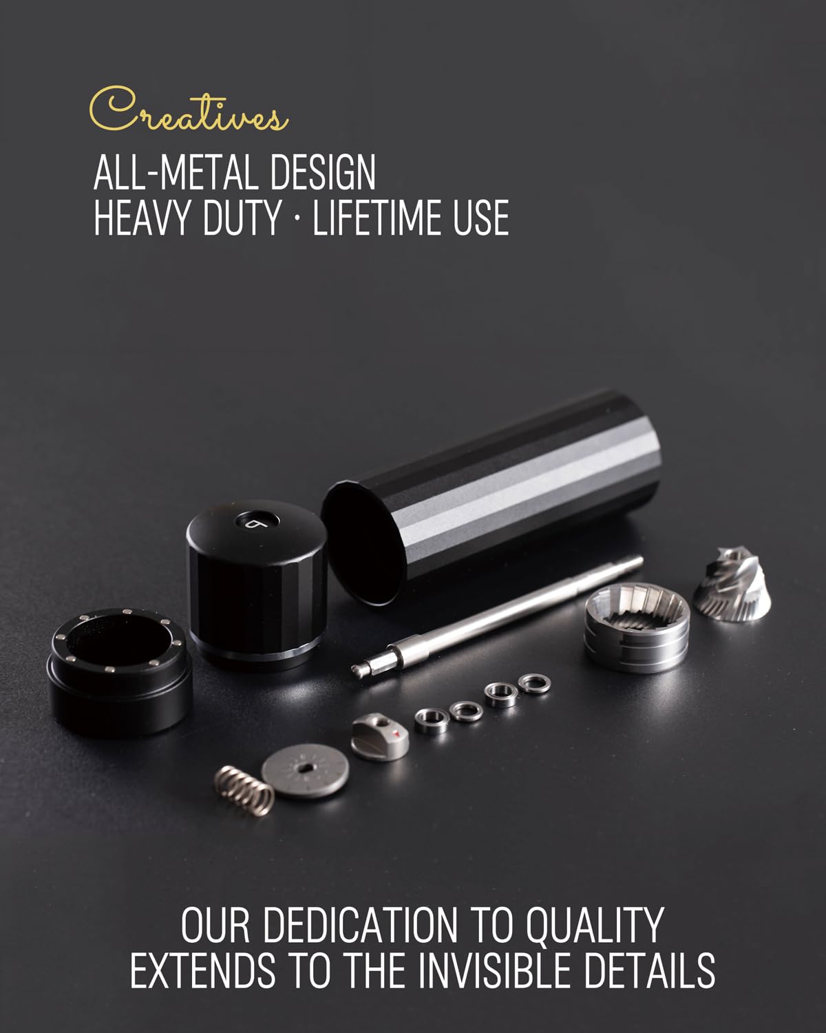 HotQilin stainless steel burrs deliver smooth, consistent pepper grinding.
