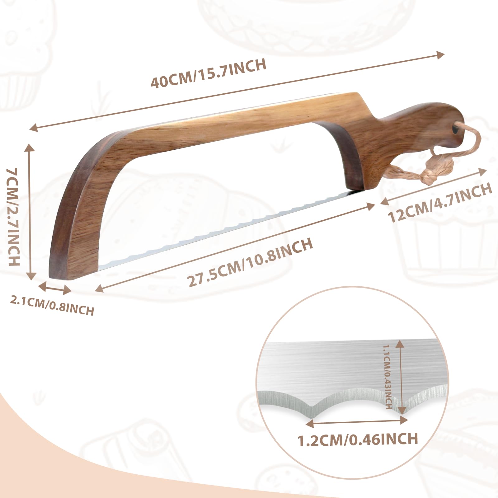 HOTTOR acacia wood handle provides durable, comfortable grip on daily slicing.