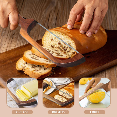 HOTTOR multi-use bread bow knife handles bagels, baguettes, cheese, and more.