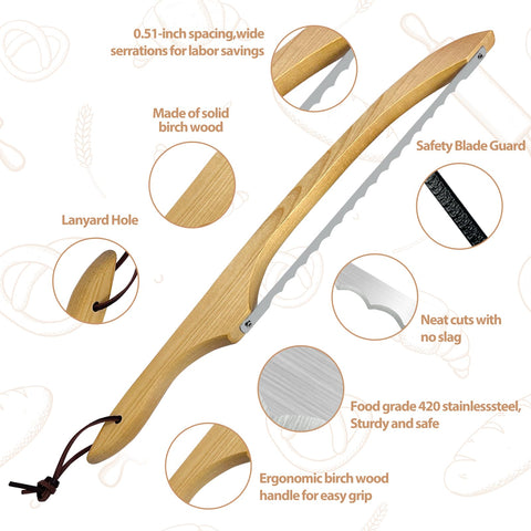 HOTTOR sourdough knife features a thickened bow for sturdy slicing.