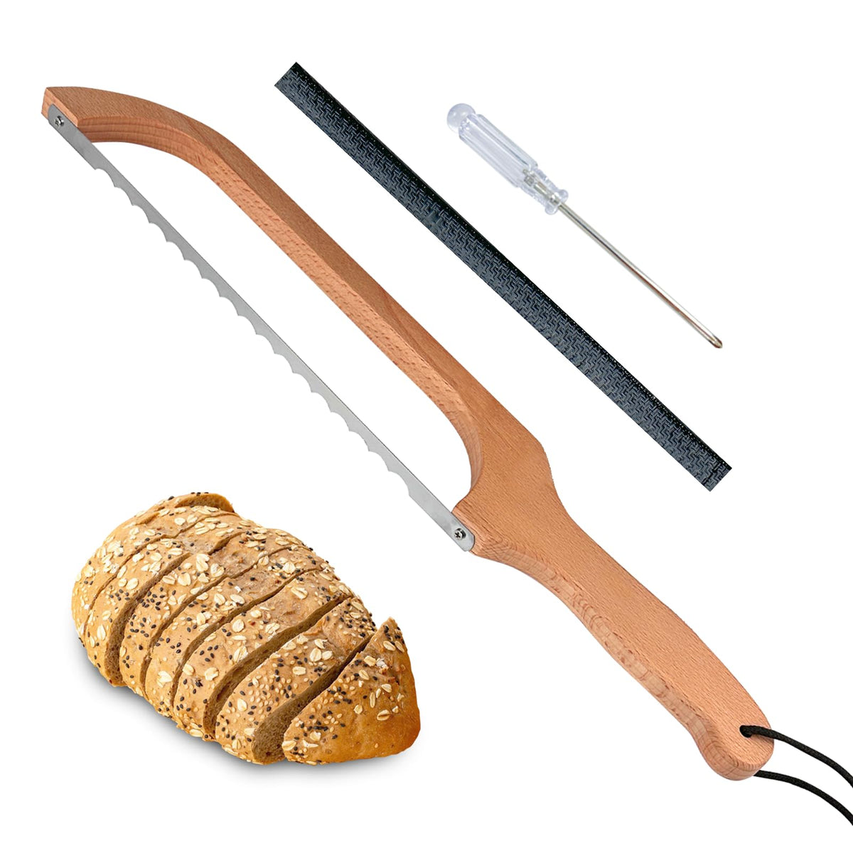 HOTTOR Sourdough Slicer with bowed beech wood for precise cuts.