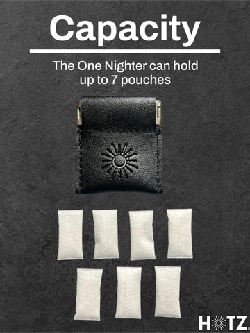 HOTZ Tiny Pouch Case loading pouches demonstrates compact storage for Zyn, Nectr, or Snus users.