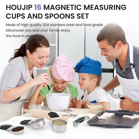 HOUJIP double-marking cups, clear outer and handle markings.