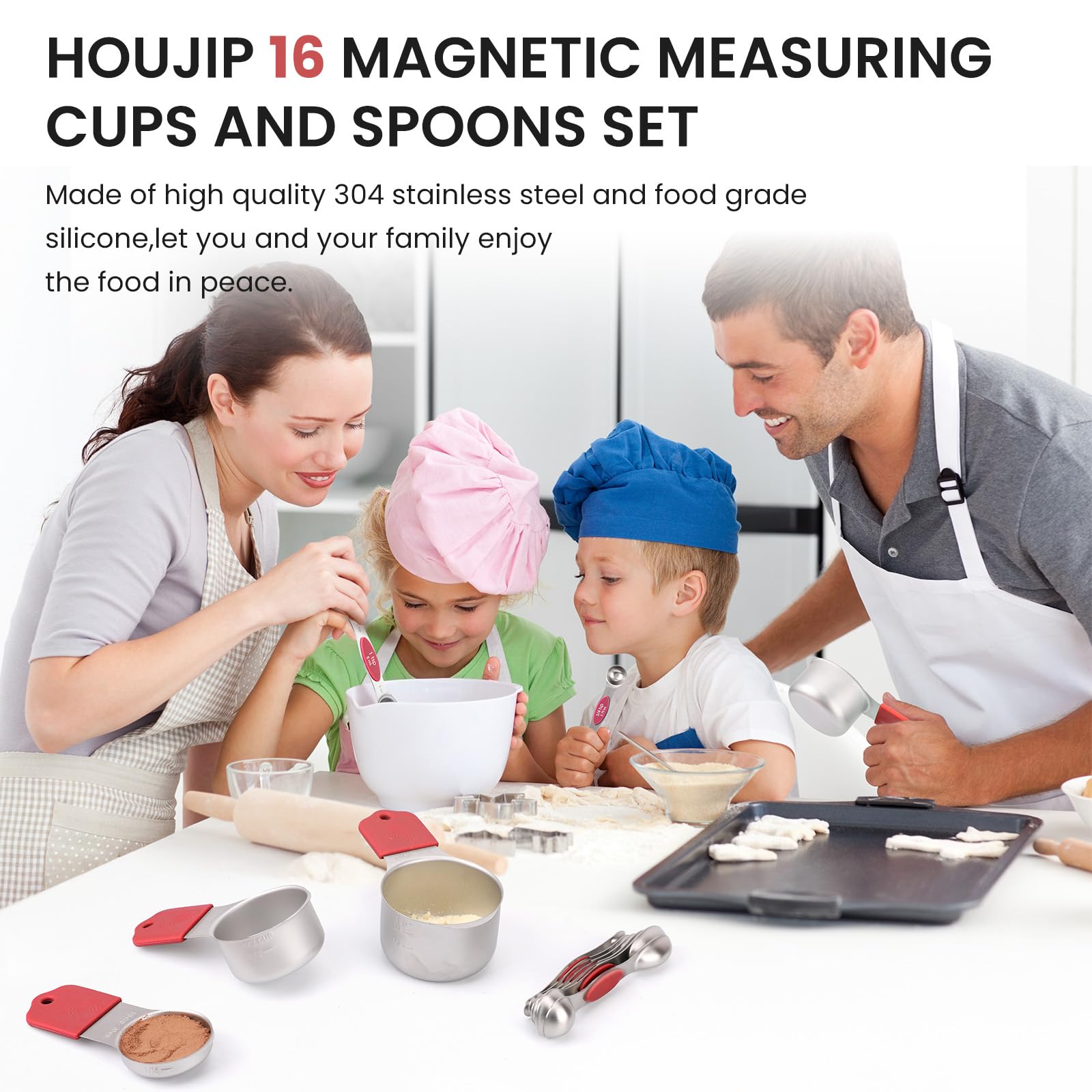 HOUJIP cups show double markings on exterior for easy reading.