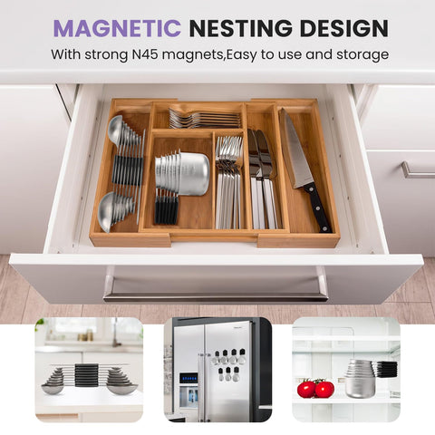 HOUJIP magnetic nesting, sticks to metal surfaces for hands-free cooking.