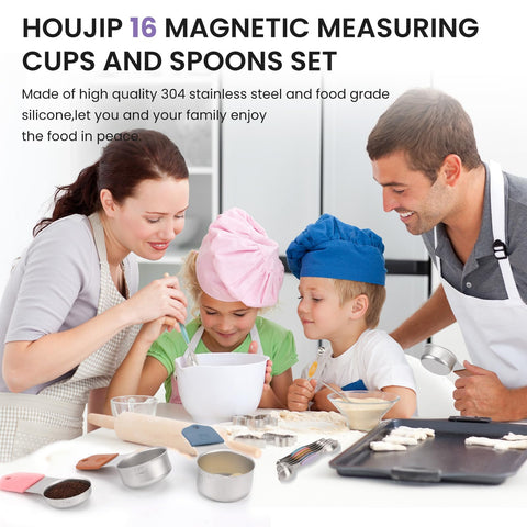 Houjip magnetic spoons and leveler ensure precise transfers.
