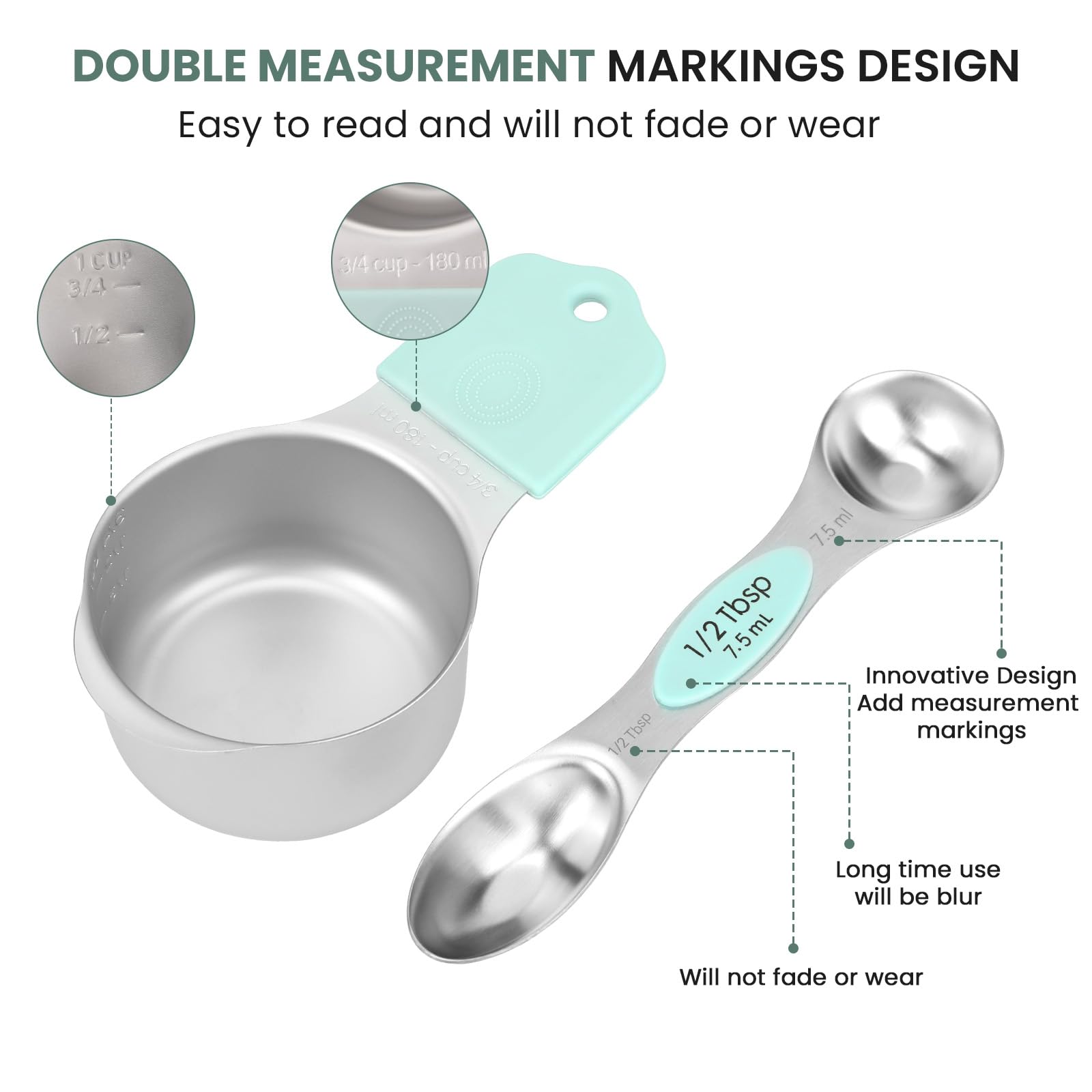 HOUJIP matte stainless steel cups with silicone non-slip handle.