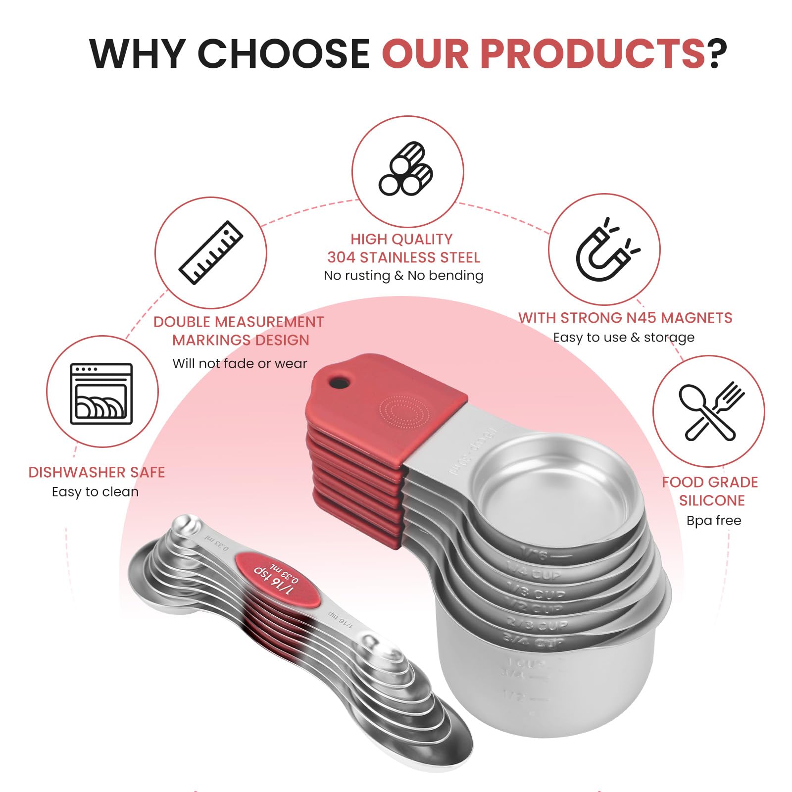 HOUJIP measuring spoons with leveler for precise liquid measurements.