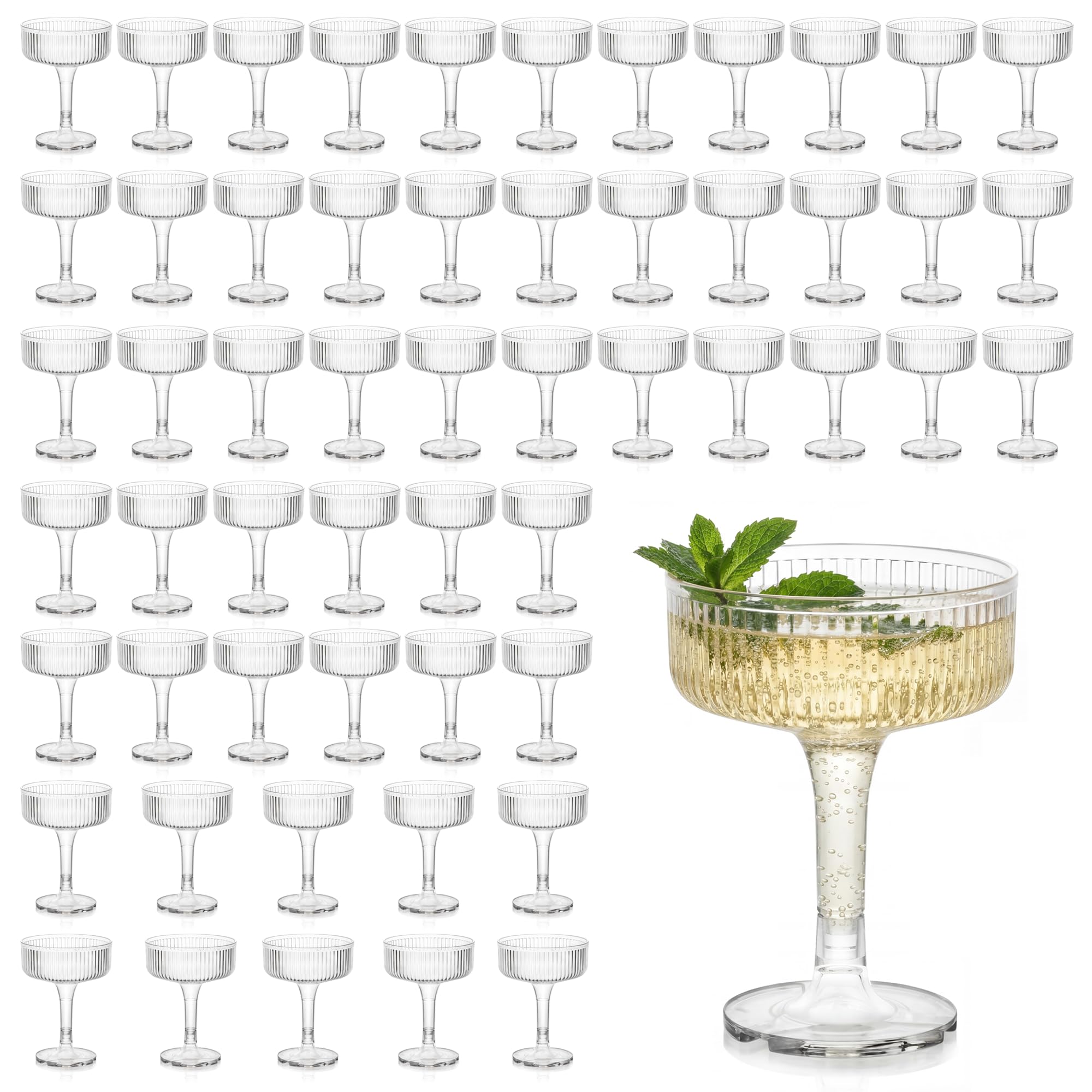 Houmury 56-pcs 7oz-capacity plastic wine glasses offer generous servings for celebrations.