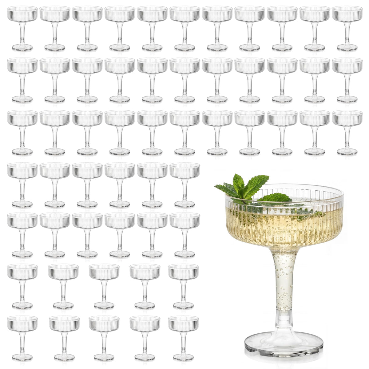 Houmury 56-pcs 7oz-capacity plastic wine glasses offer generous servings for celebrations.