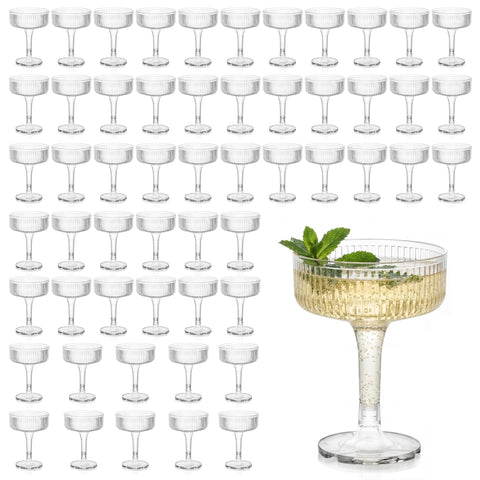 Houmury 56-pcs 7oz-capacity plastic wine glasses offer generous servings for celebrations.