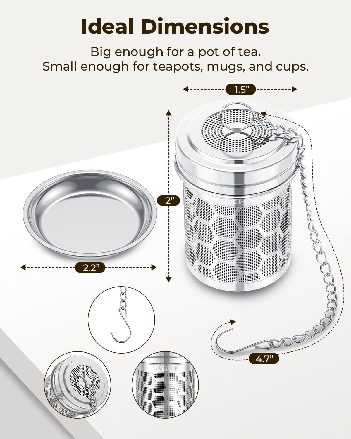 House Again loose leaf tea spice infuser suits tea and spice use.