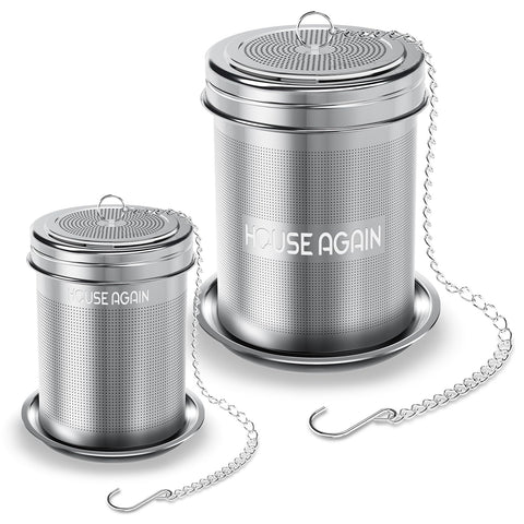 House Again tea infuser with large mesh for fuller leaf extraction and cleaner cups.
