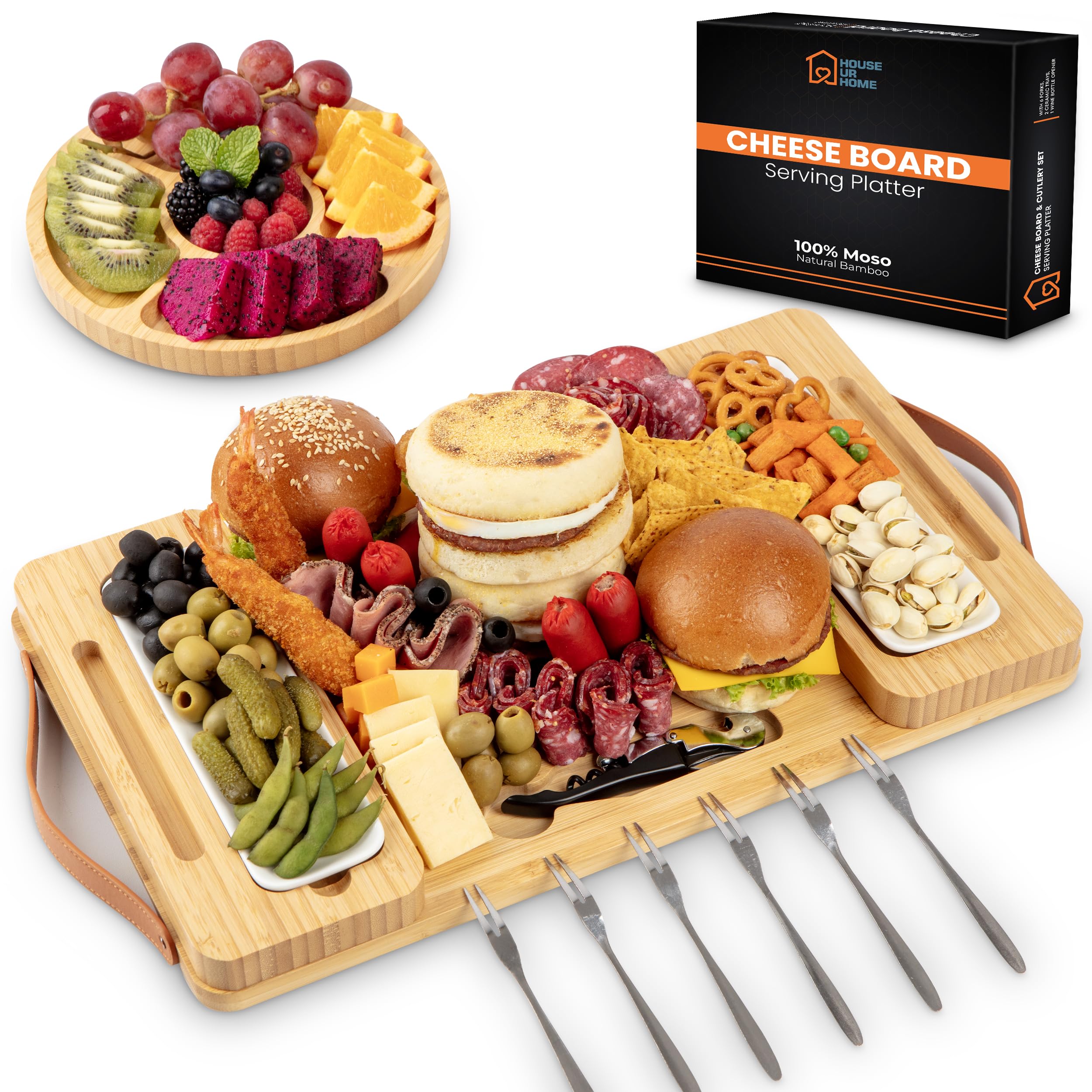 House Ur Home bamboo charcuterie board with magnetic trays for easy entertaining.