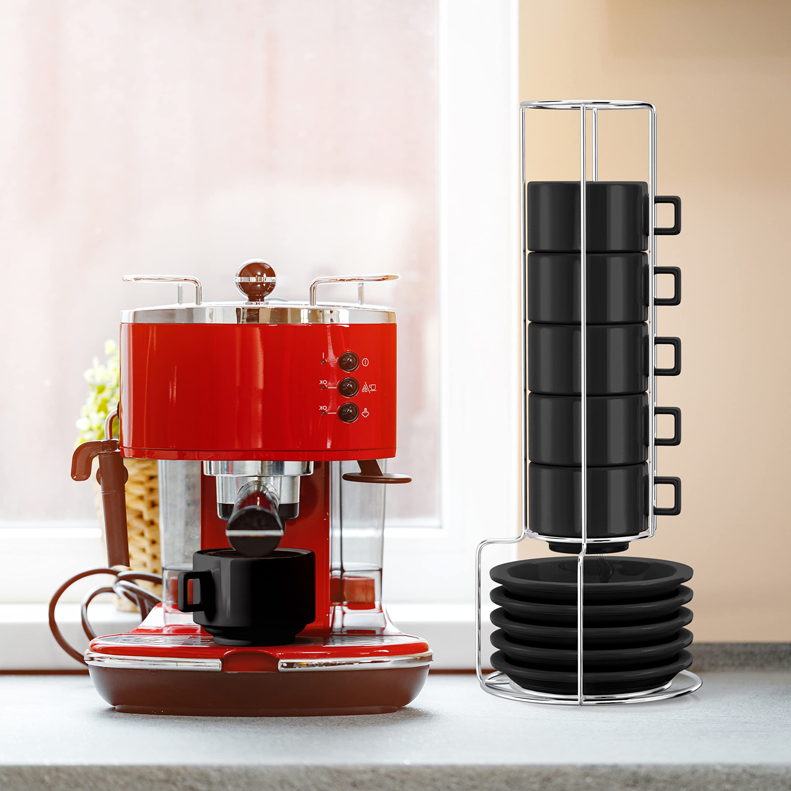 Houseables black porcelain espresso cups showcase sleek, modern style.