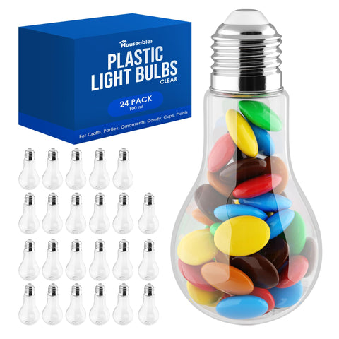 Houseables clear plastic lightbulb fillable 100ml ideal for candies and party favors