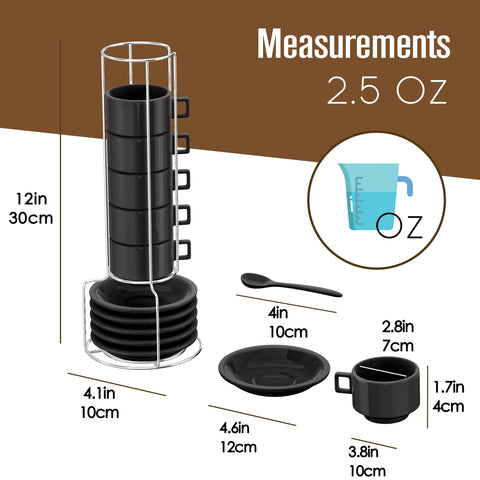 Houseables espresso cups on a stand simplify storage and entertaining.