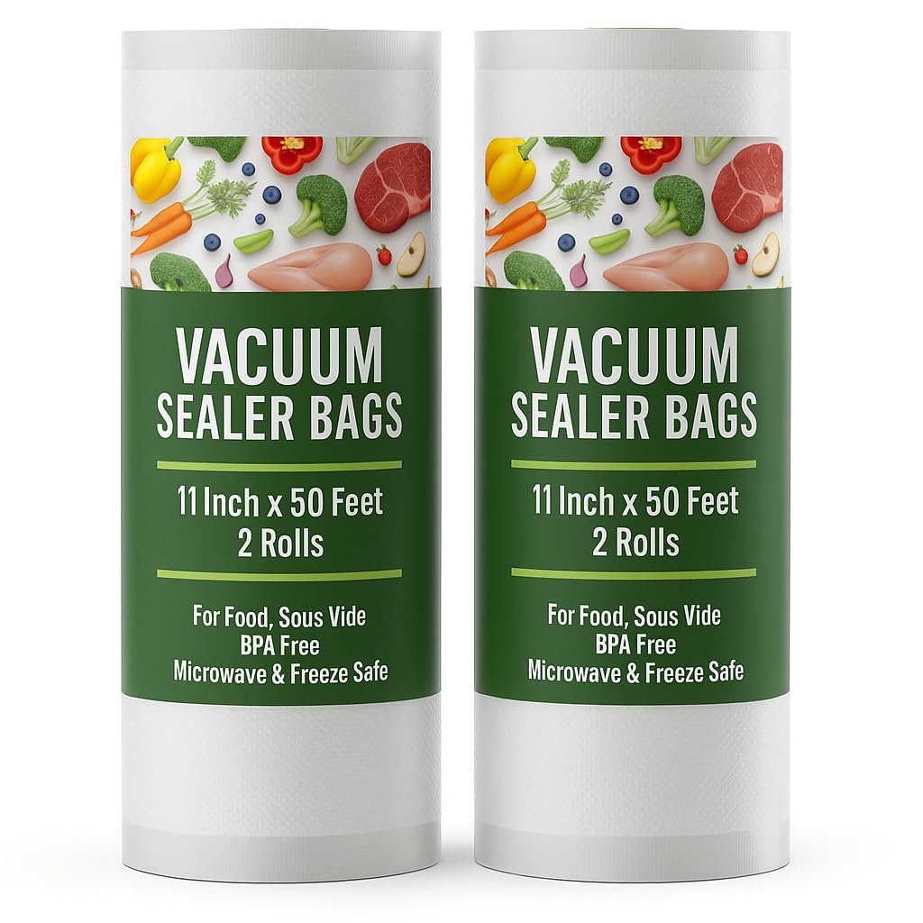 Houseables vacuum sealer bags with embossed pattern for maximum air removal and freshness.