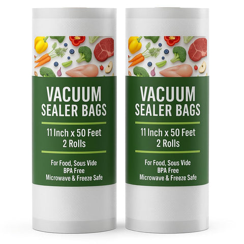 Houseables vacuum sealer bags with embossed pattern for maximum air removal and freshness.
