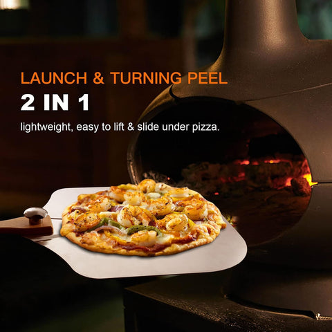 HouseAssist pizza peel with cutter and lid for clean slice prep.