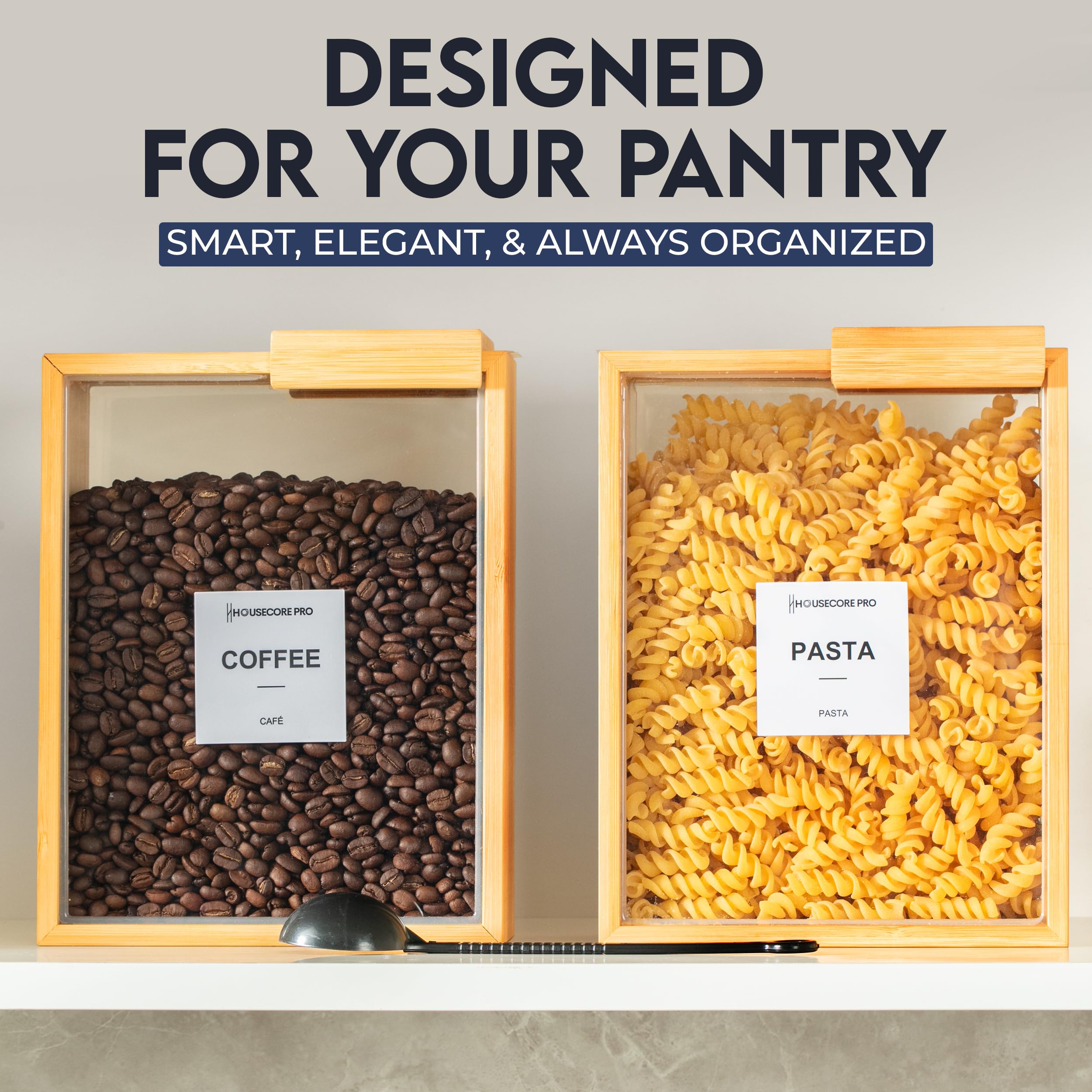 HouseCore Pro large-capacity containers fit cereals, grains, or coffee.