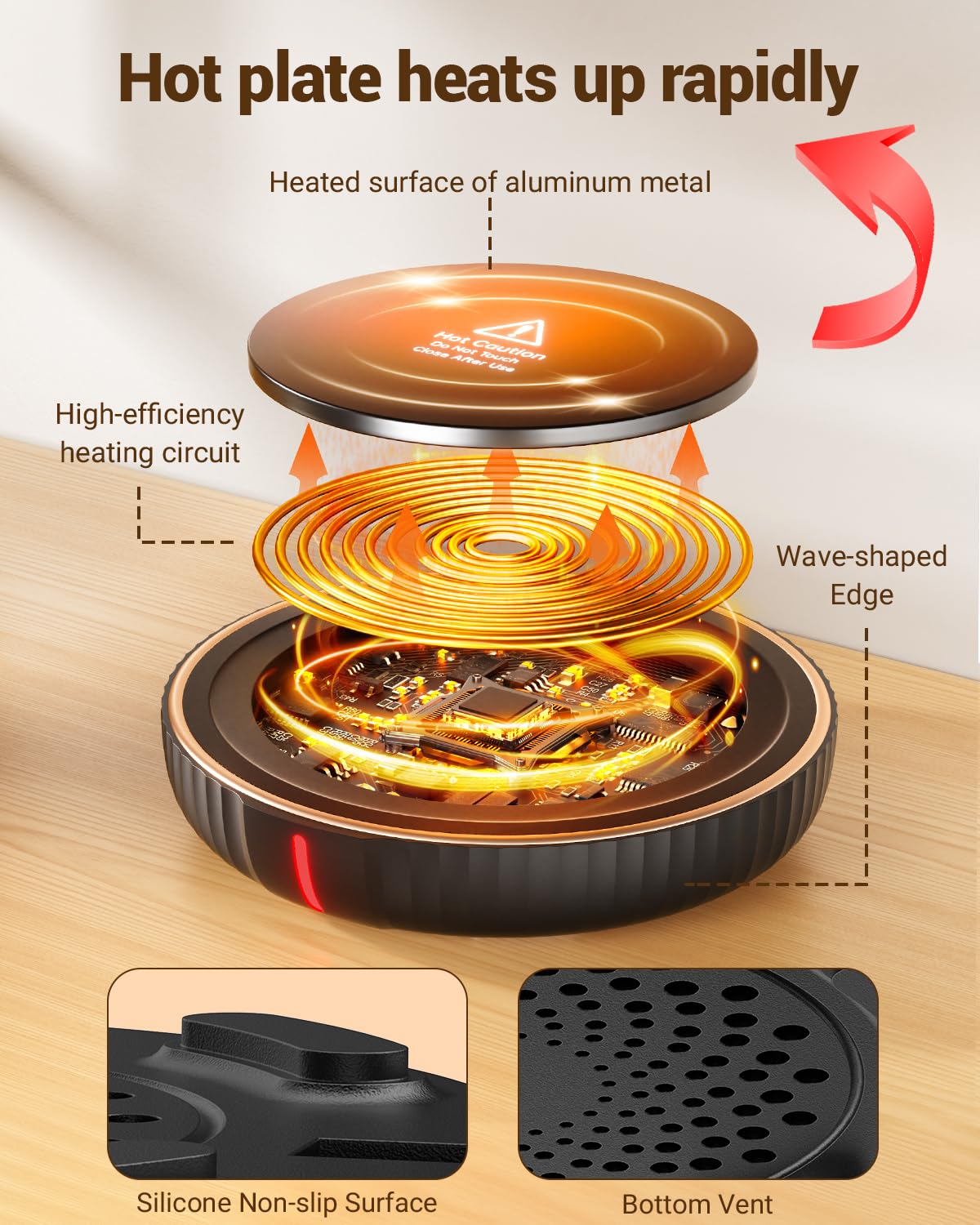 HouseGem coffee mug warmer on a desk setup keeps beverages warm