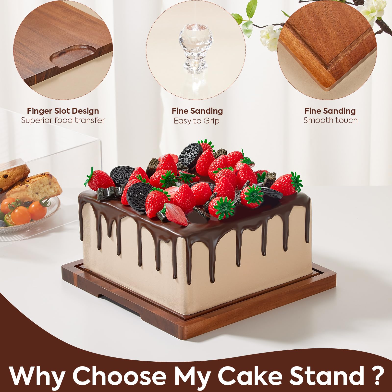 HouseJoy 2-in-1 dessert table display serves as a chic charcuterie board.