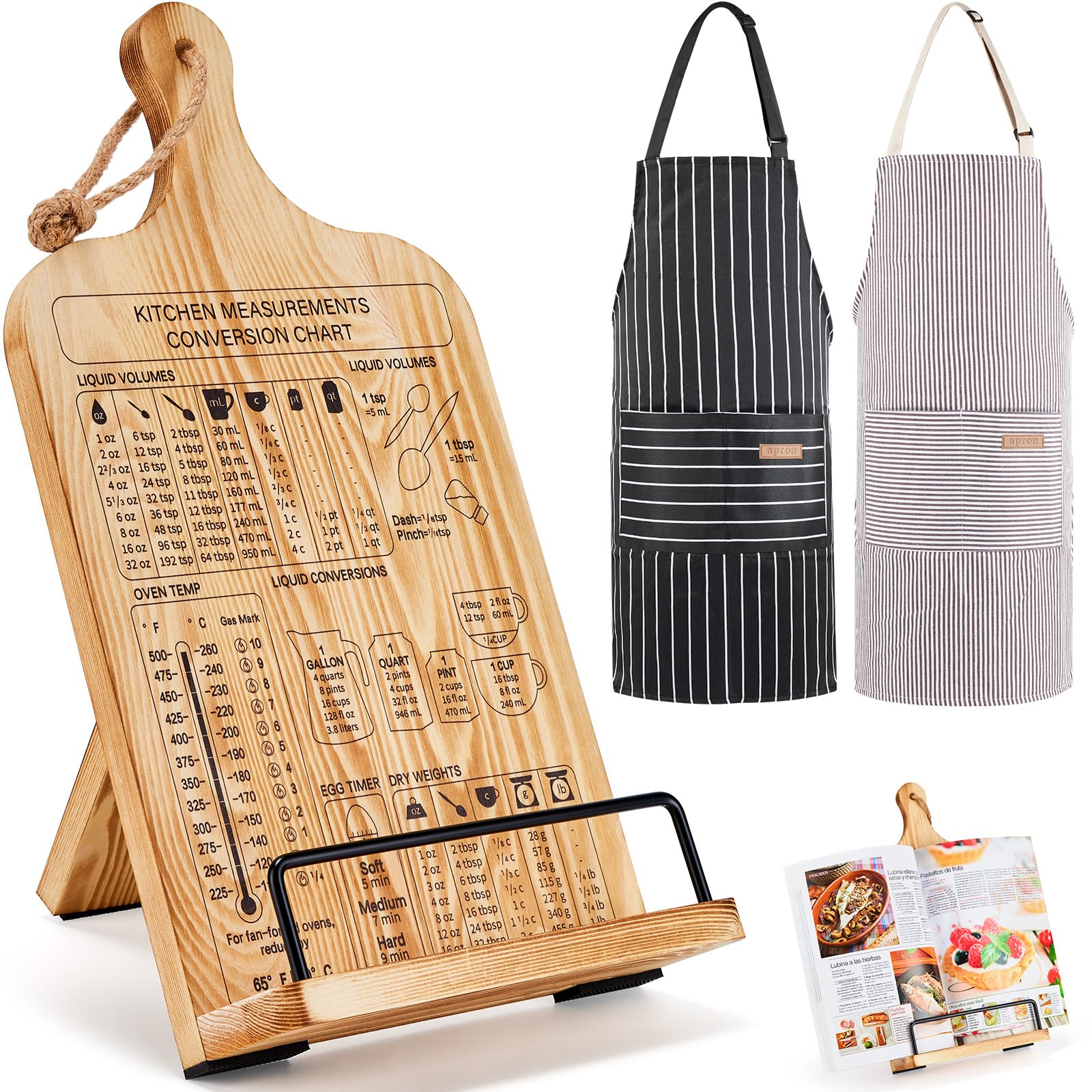 HouseJoy wooden cookbook stand with natural wood grain for rustic kitchen appeal