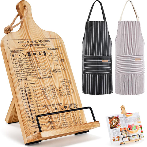 HouseJoy wooden cookbook stand with natural wood grain for rustic kitchen appeal