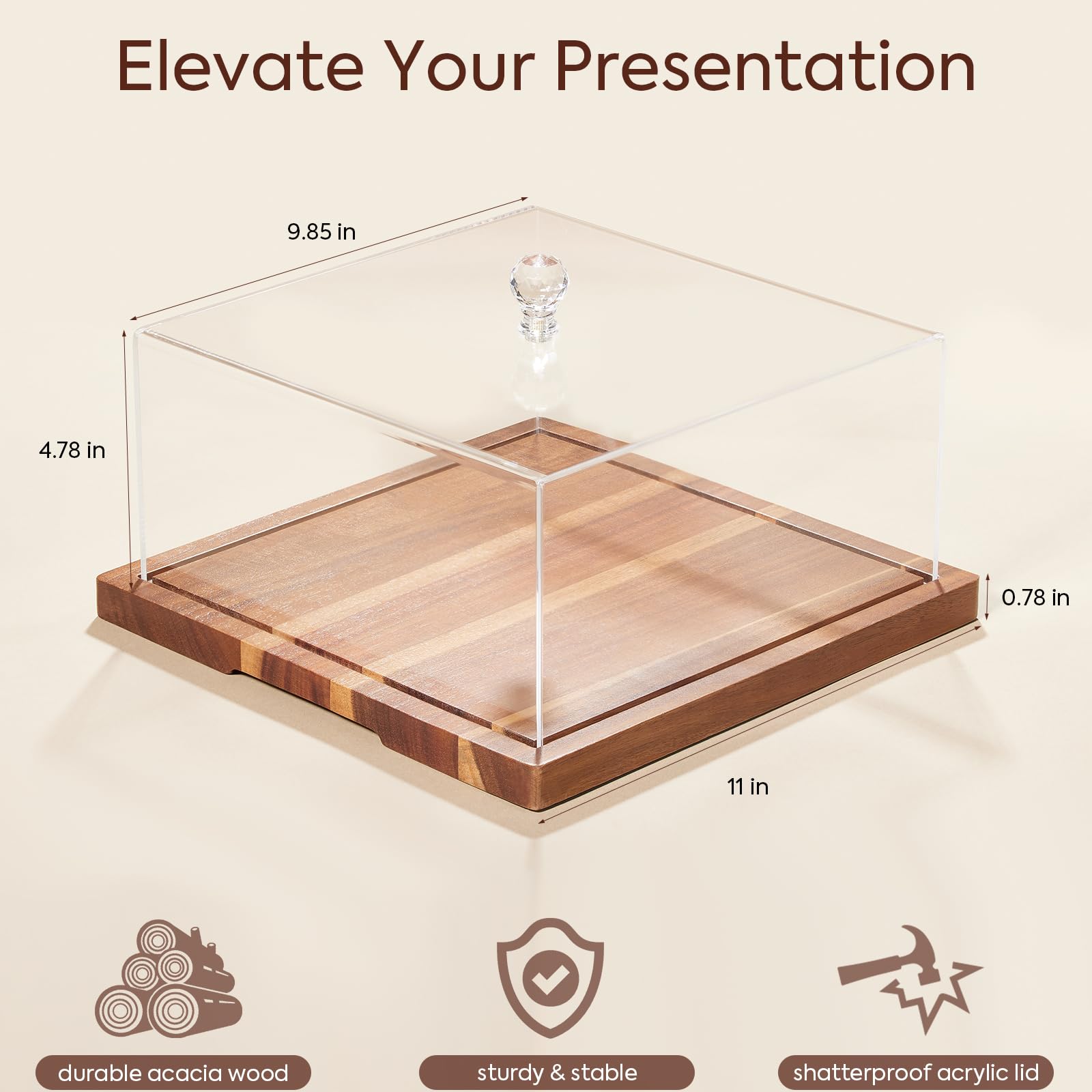 HouseJoy square cake dome cover protects desserts while elevating presentation.