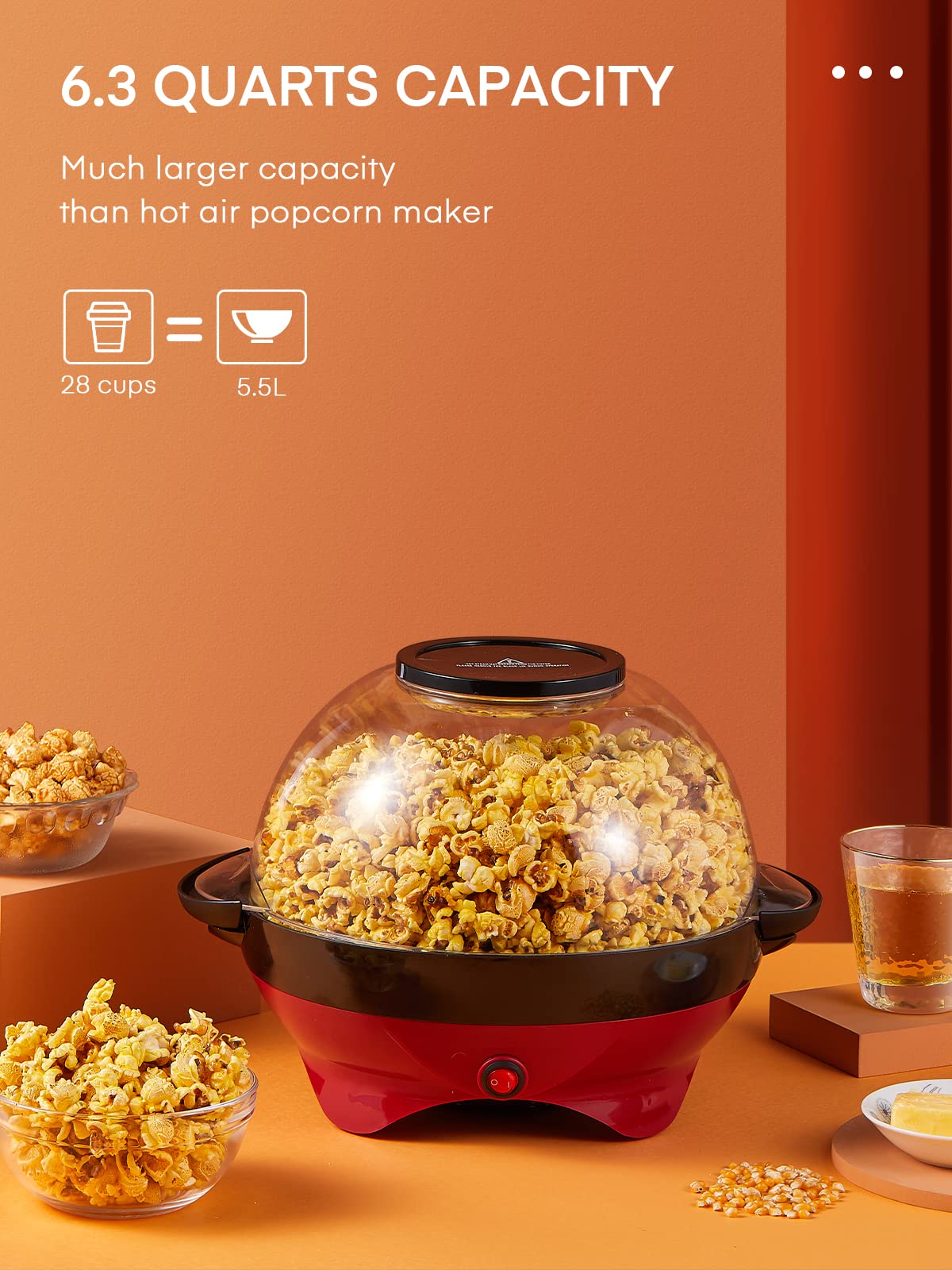 HOUSNAT popcorn machine demonstrates rapid heat for quick snacks