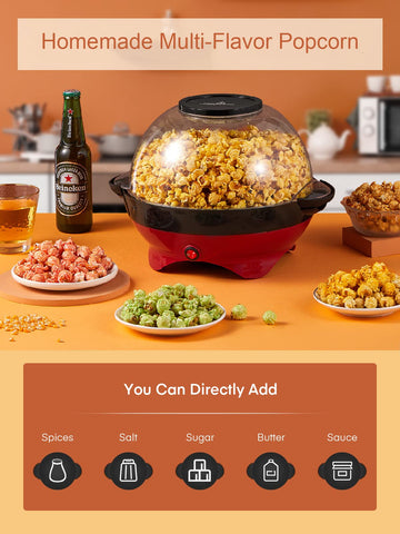HOUSNAT popcorn machine stirring action for even popping