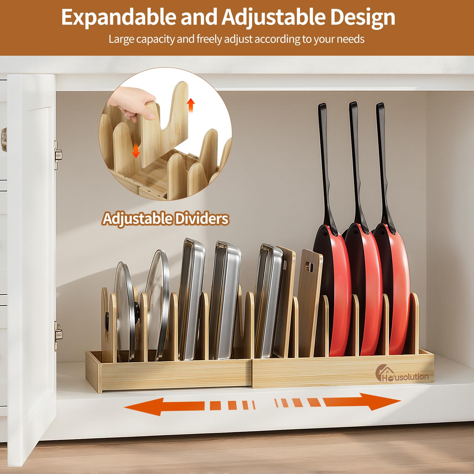 Housolution ten removable dividers enable customizable cookware layouts