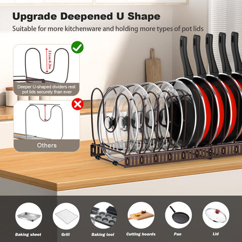Close-up of 14 adjustable dividers creating customizable compartments.