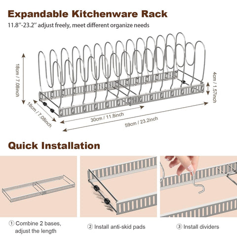 Housolution adjustable divider system organizes cutting boards and bakeware efficiently.