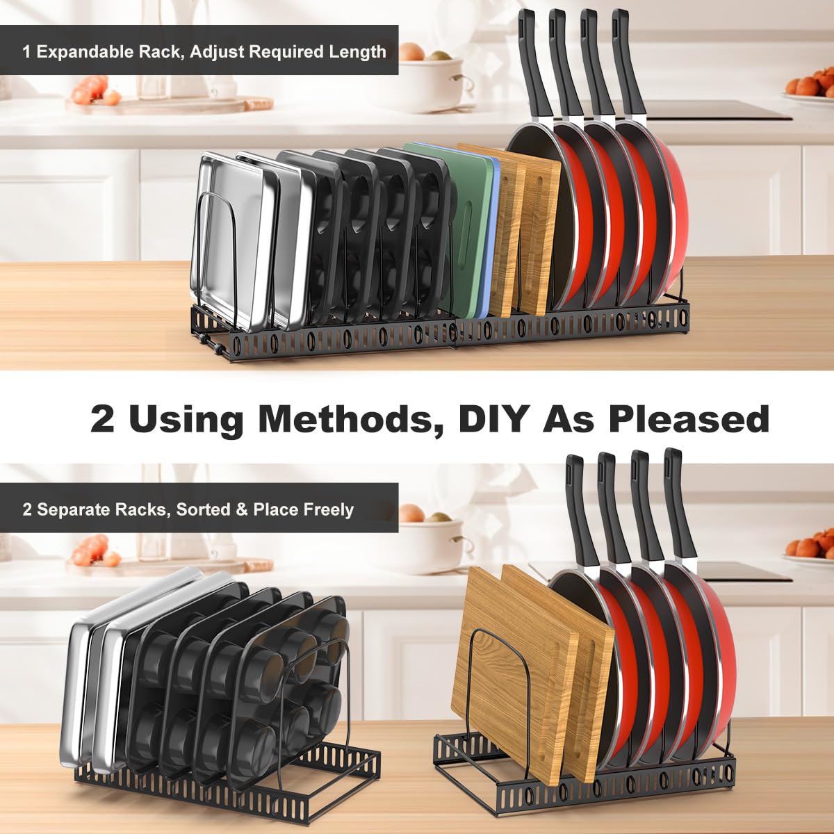Housolution anti-scratch protection strips guard pans during storage and prevent scuffs.