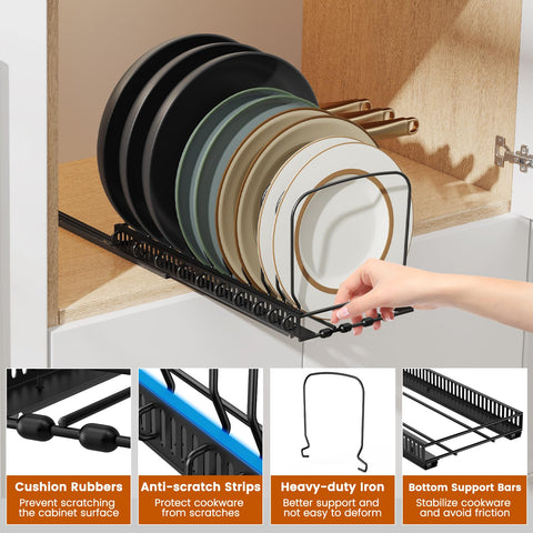 Housolution anti-scratch strips protect cookware surfaces during storage.