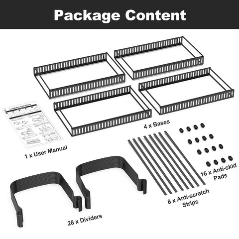 Housolution cabinet storage keeps pots, pans, and cutting boards organized and accessible.
