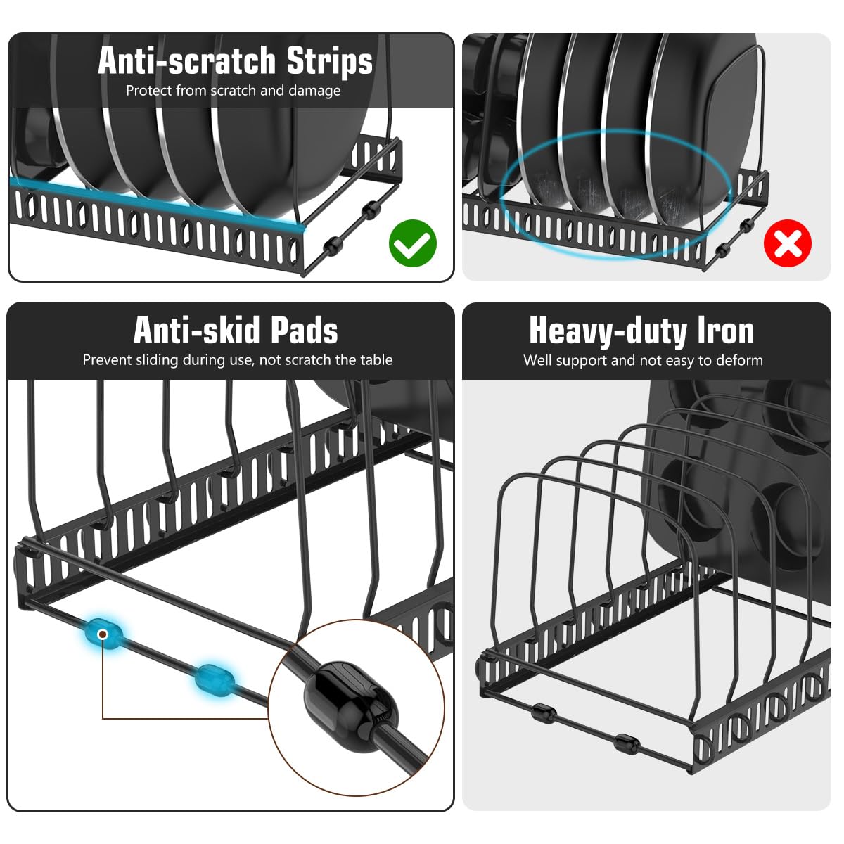 Housolution expandable rack from 12 to 23 inches adapts to space.