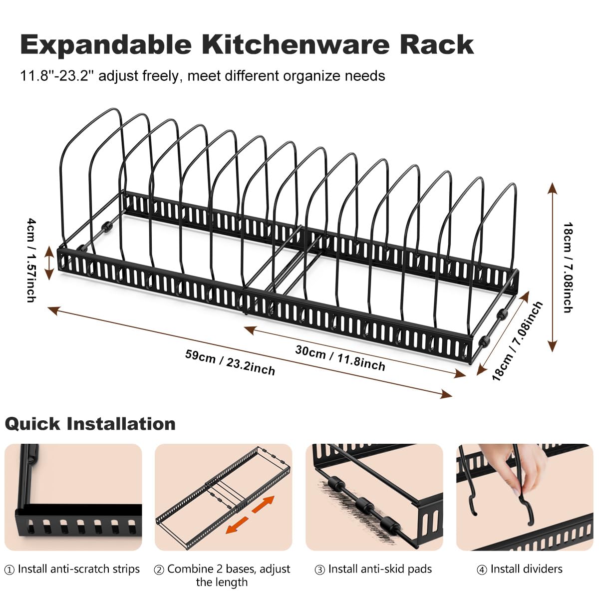 Housolution rack can be split into two for versatile placement.