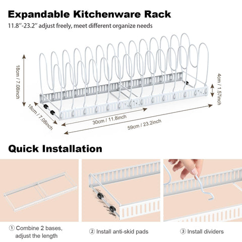 Housolution fourteen adjustable dividers personalize lid slots for sizes and shapes.