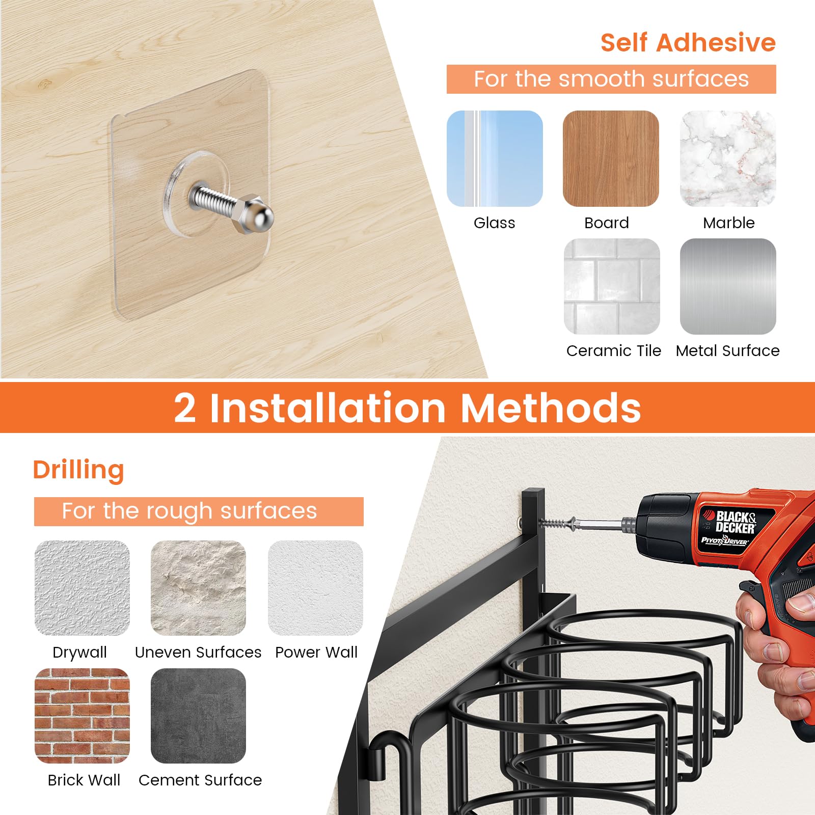 Housolution installation options with screws or adhesive offer flexible, damage-free mounting.