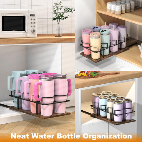 Housolution silent sliding cup holder rail shown in use