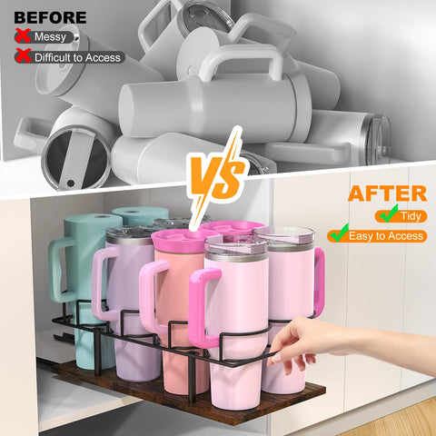 Housolution durable tumbler storage rack complements cabinets and countertops