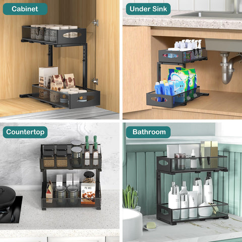 Housolution hooks provide additional hanging storage under the sink
