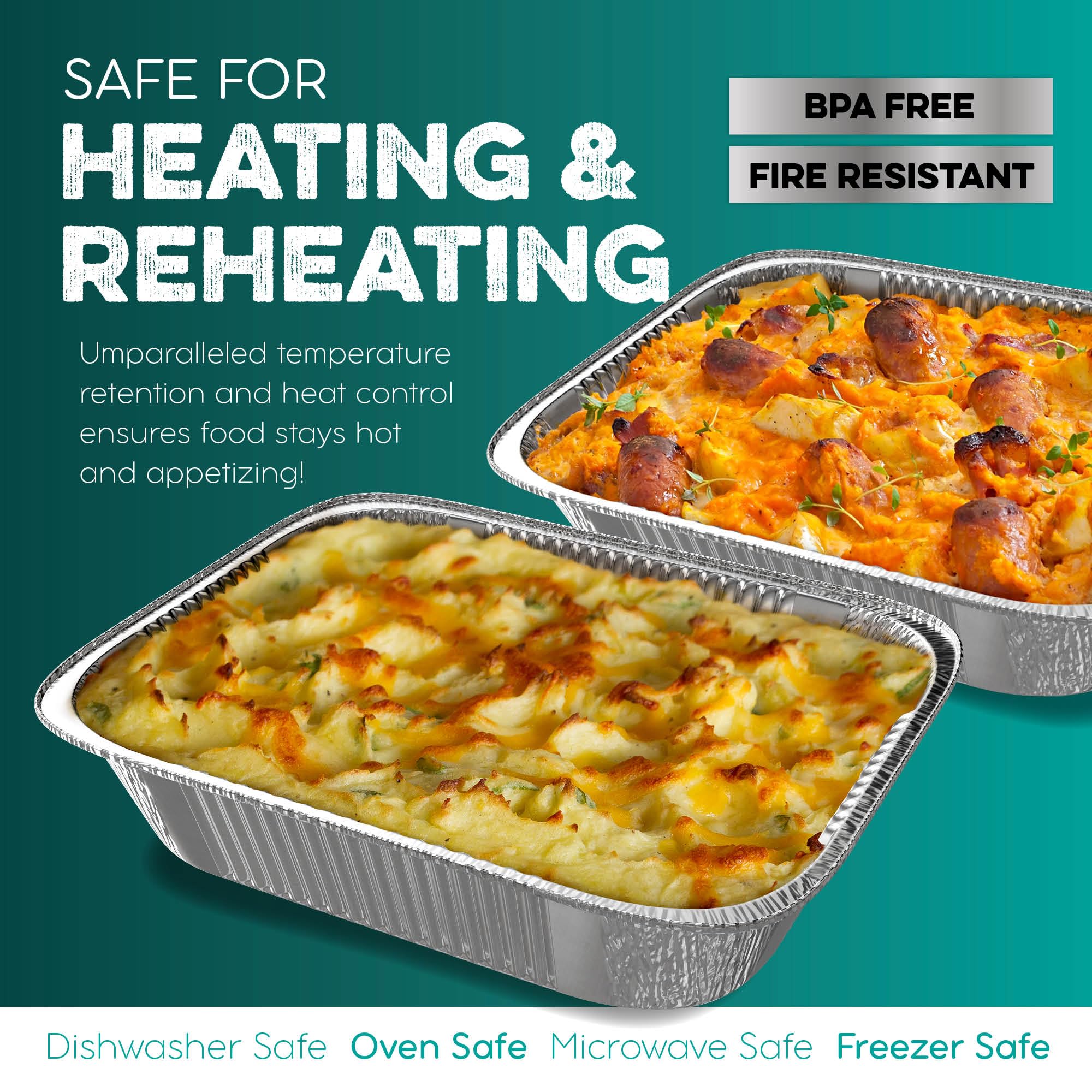 HOUZZKINGZ 120 oz capacity per pan supports large batch meals and events