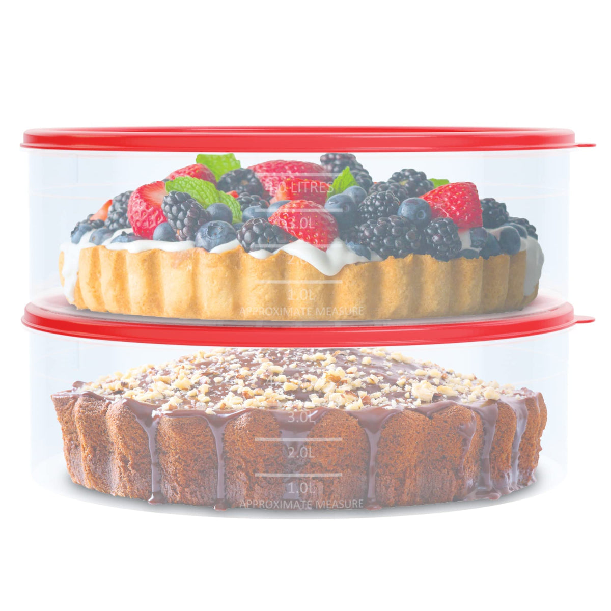 HouzzKingz 2-pack pie carrier with clear lid for secure pie transport.