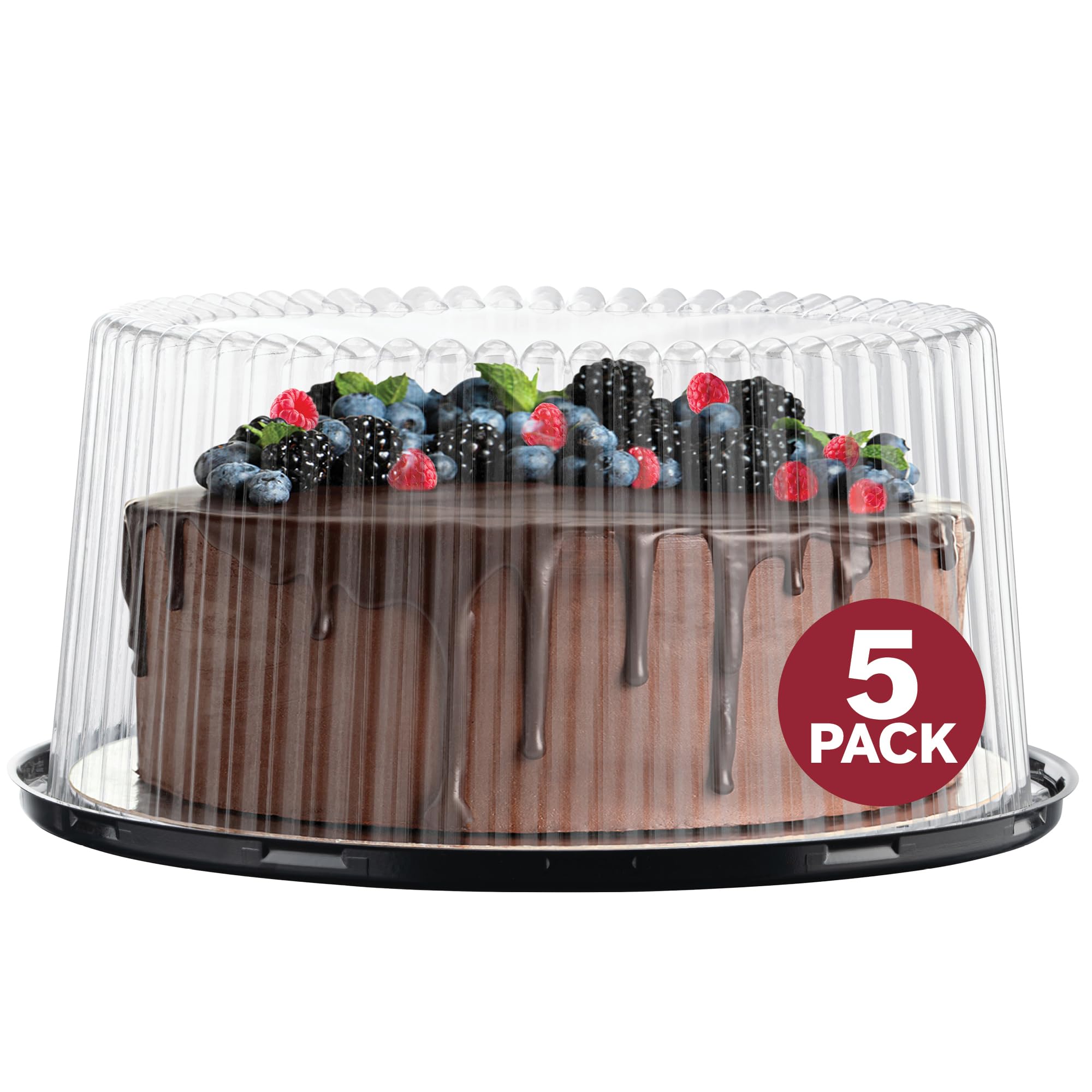 Houzzkingz 9in tray with dome lid displays cakes on display with secure transport.